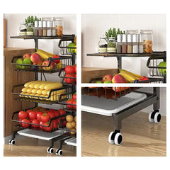 Adjustable Fruit Vegetable Basket Cart - Stackable Home Storage Rack for Kitchen