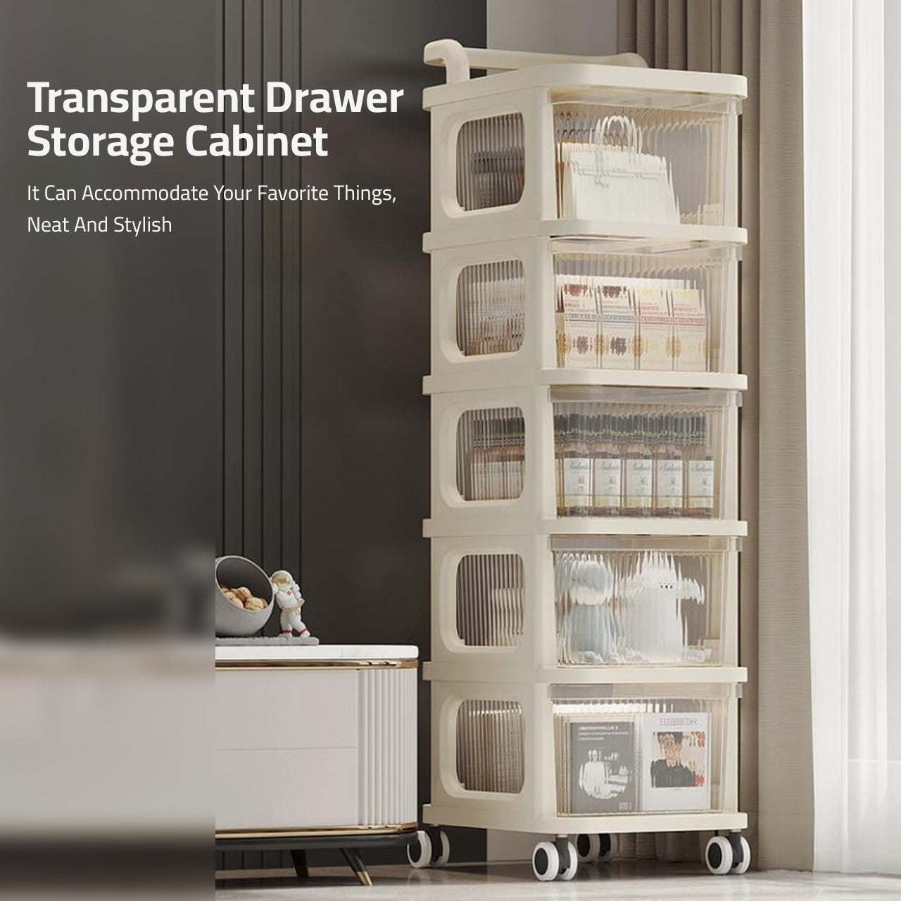 Multifunctional Storage Trolley Rack, Multi- Tier Drawer Cabinet For Kitchen, Bedroom, Office