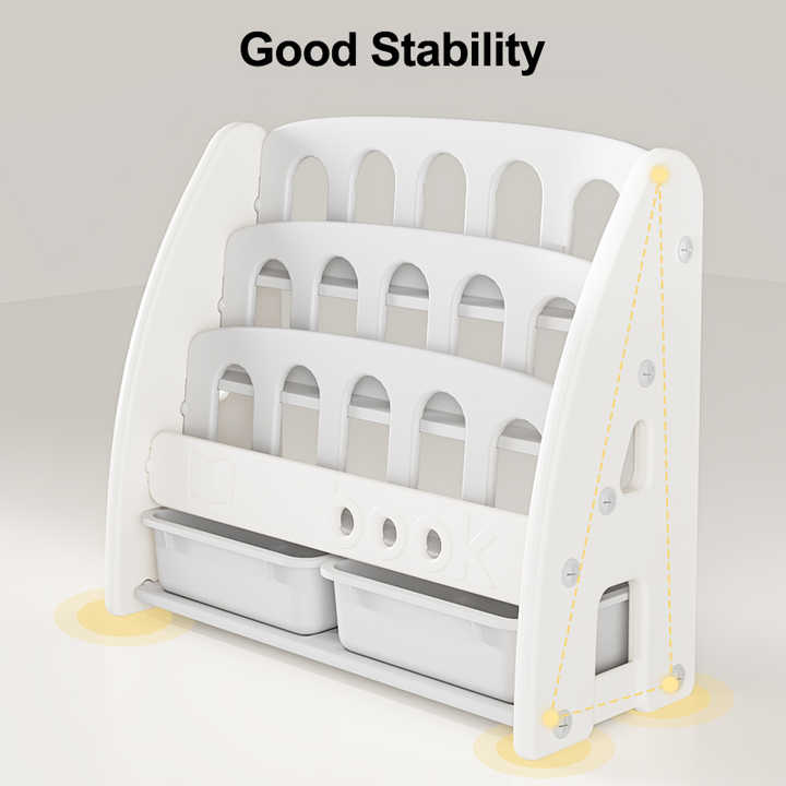 Kids Bookshelf Display Stand, Multi -Layer Bookcase with Storage Bins for Children Room