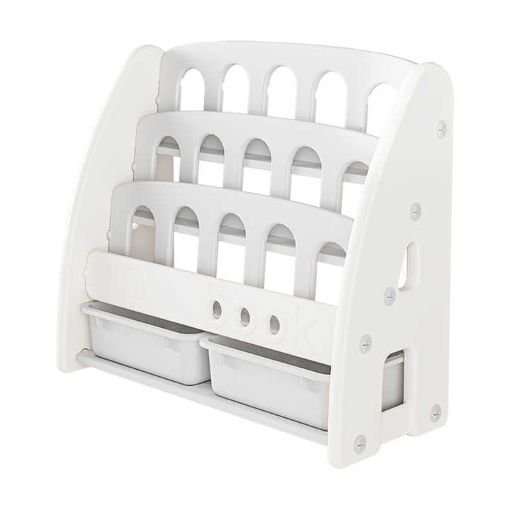 Kids Bookshelf Display Stand, Multi -Layer Bookcase with Storage Bins for Children Room