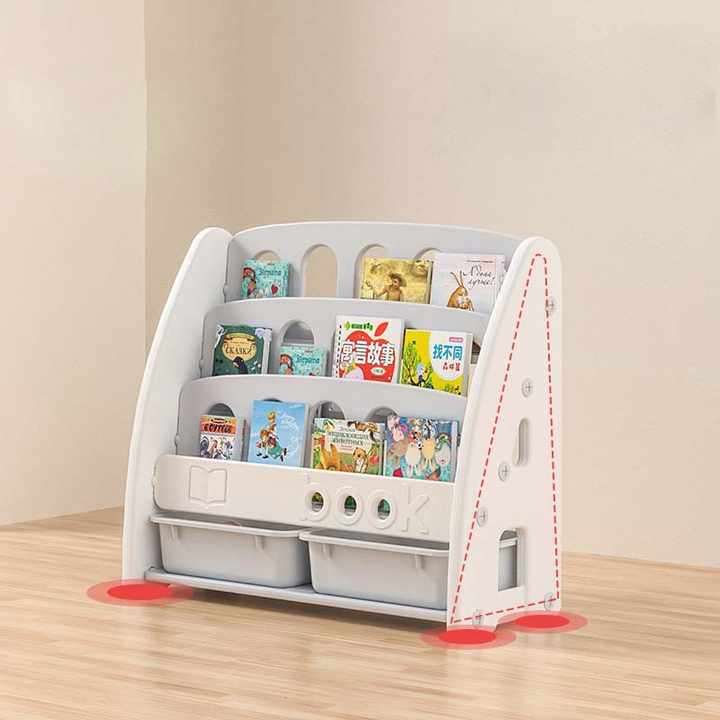 Kids Bookshelf Display Stand, Multi -Layer Bookcase with Storage Bins for Children Room