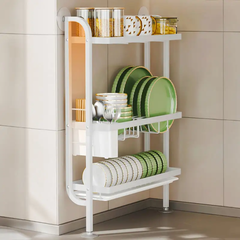 Kitchen Dish Storage Rack, Countertop Dish Drying Organizer Stand for Plates, Cups & Utensils