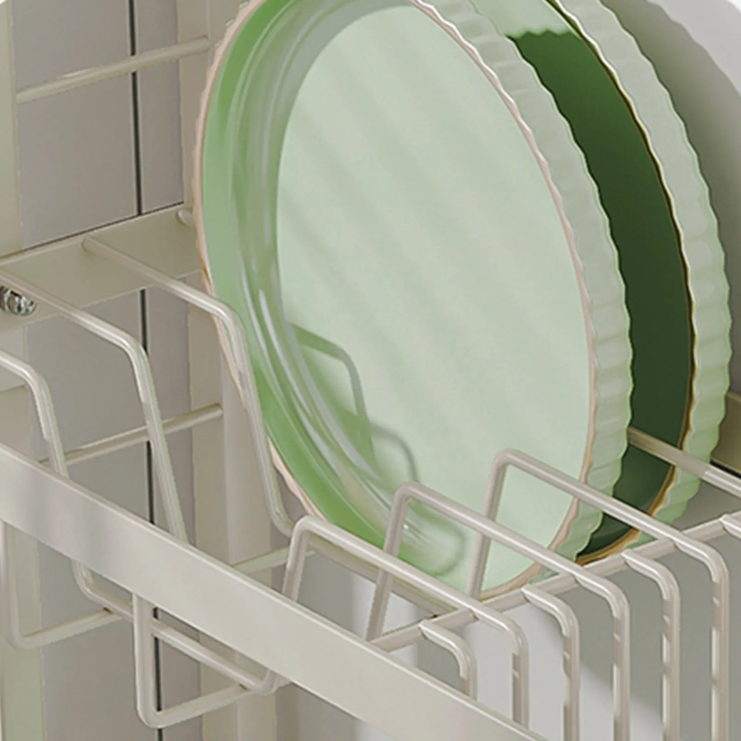 Kitchen Dish Storage Rack, Countertop Dish Drying Organizer Stand for Plates, Cups & Utensils