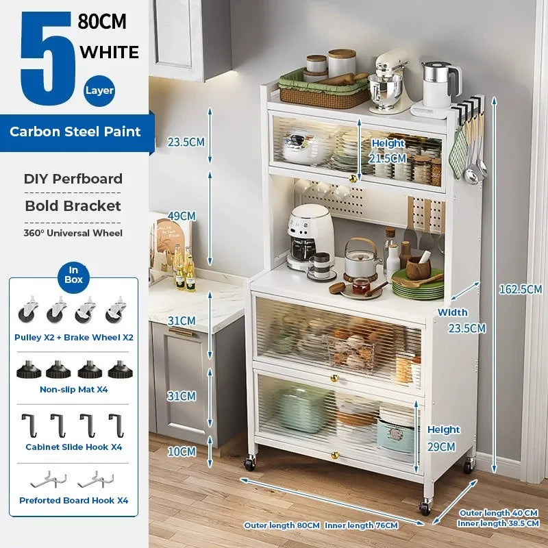 Kitchen Storage Pantry Cabinet Sideboard Cupboard Quick Assembly Storage Rack with Door