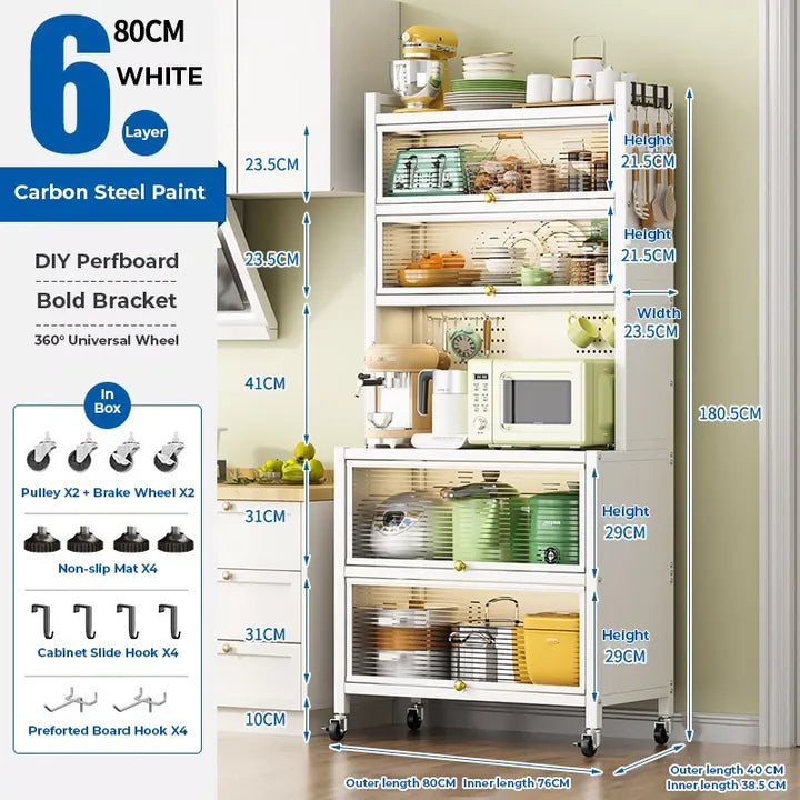 Kitchen Storage Pantry Cabinet Sideboard Cupboard Quick Assembly Storage Rack with Door
