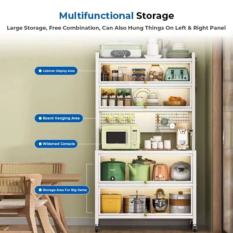 Kitchen Storage Pantry Cabinet Sideboard Cupboard Quick Assembly Storage Rack with Door