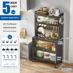 Kitchen Storage Pantry Cabinet Sideboard Cupboard Quick Assembly Storage Rack with Door
