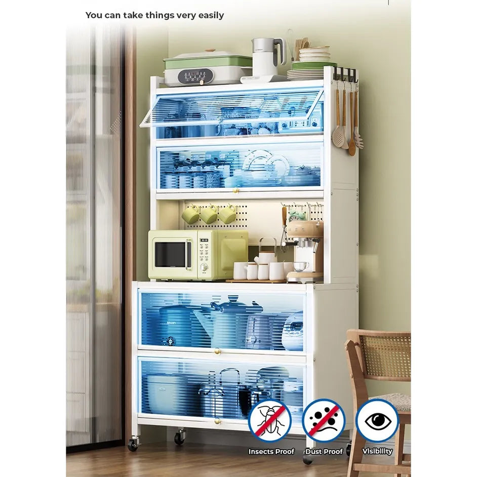 Kitchen Storage Pantry Cabinet Sideboard Cupboard Quick Assembly Storage Rack with Door