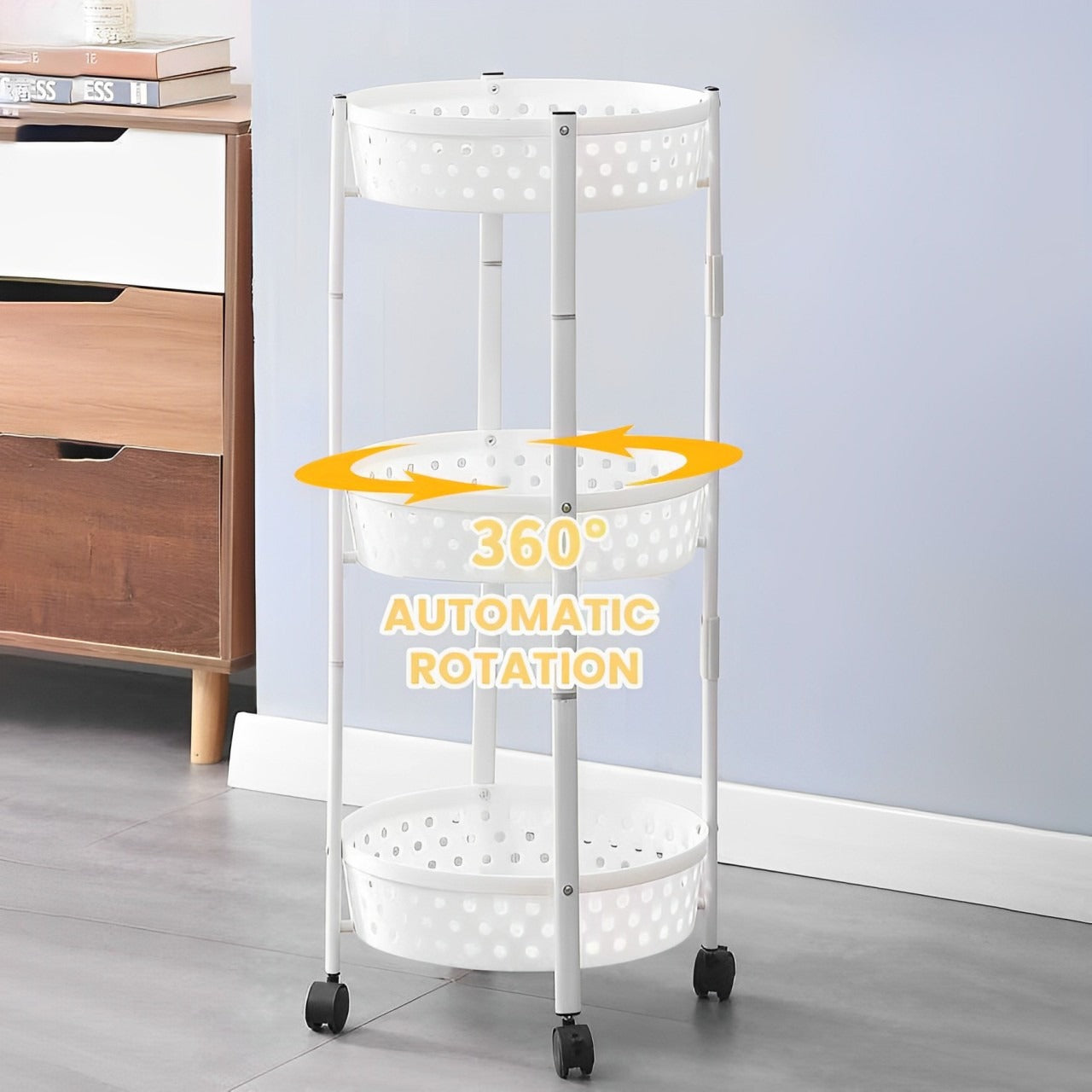 3 Layer Kitchen Trolley, Rolling Utility Cart, Foldable Kitchen Storage Rack