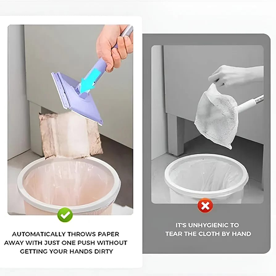 Mini Flat Mop, Floor Cleaning Mop with Replaceable Cloth/ Wipes, Automatic Clip Cloth Hands-free Sweeper Mop