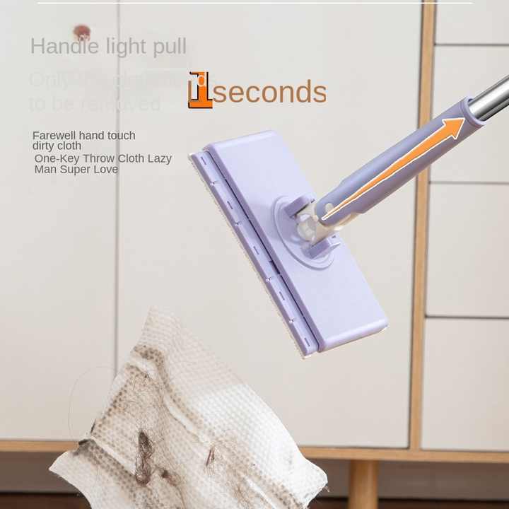 Mini Flat Mop, Floor Cleaning Mop with Replaceable Cloth/ Wipes, Automatic Clip Cloth Hands-free Sweeper Mop
