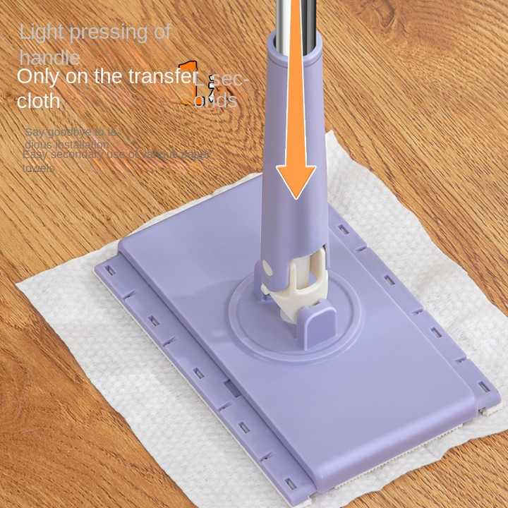 Mini Flat Mop, Floor Cleaning Mop with Replaceable Cloth/ Wipes, Automatic Clip Cloth Hands-free Sweeper Mop