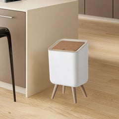 Modern Push Top Trash Can with Lid, Plastic Garbage Bin for Kitchen, Bathroom & Office Use