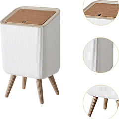 Modern Push Top Trash Can with Lid, Plastic Garbage Bin for Kitchen, Bathroom & Office Use