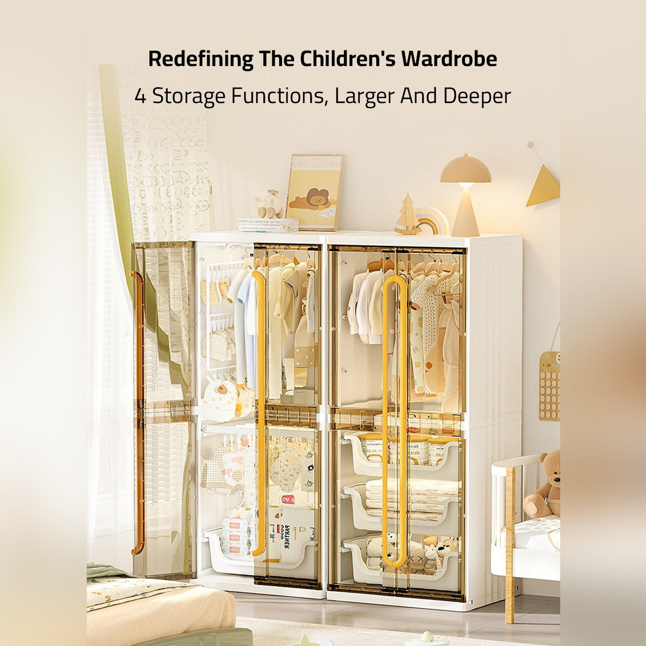 Modern Wardrobe Cloth Storage Cabinet Rack, Hanging Shelf Closet Organizer for Baby to Adult