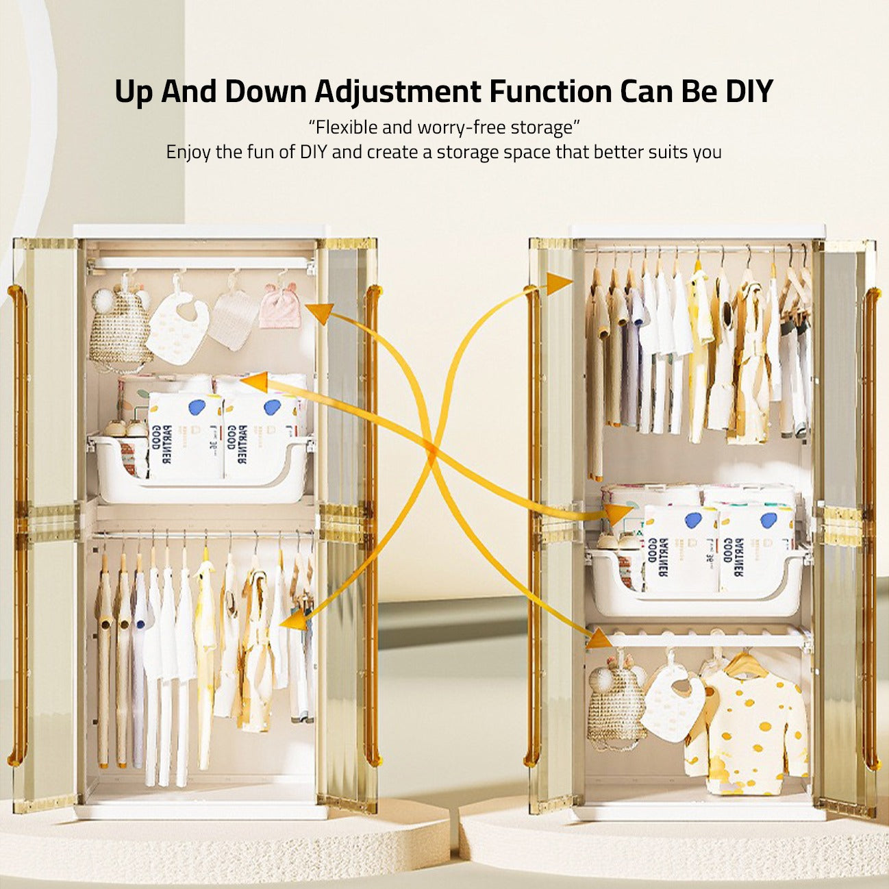 Modern Wardrobe Cloth Storage Cabinet Rack, Hanging Shelf Closet Organizer for Baby to Adult