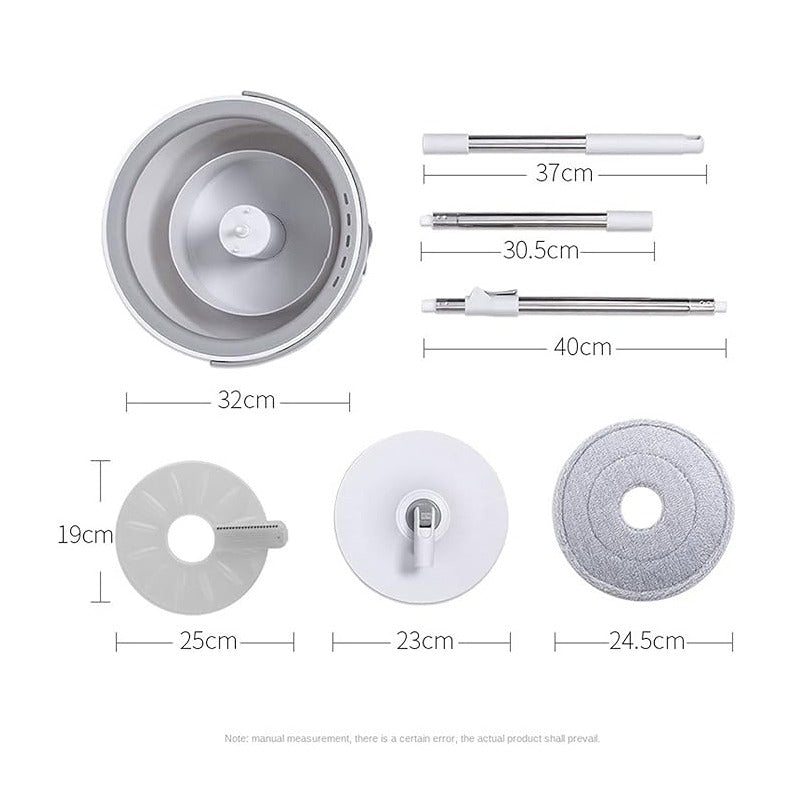 360° Spin Mop and Bucket Set - Self-Separating System, 2 Microfiber Pads, For Floor Cleaning