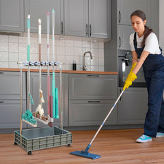 Movable Mop Broom Holder, Household Mop Rack, Garden Tool Storage Organizer