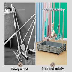 Movable Mop Broom Holder, Household Mop Rack, Garden Tool Storage Organizer