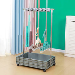 Movable Mop Broom Holder, Household Mop Rack, Garden Tool Storage Organizer