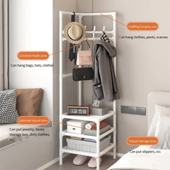 Multi-Layer Clothing Rack, Corner Storage Organizer Shelf, Coat Hat Rack Stand