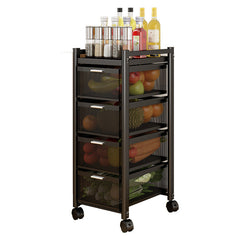 Multi-Layer Drawer Kitchen Trolley Rack, Movable Storage Cart, Pull-Out Organizer For Home
