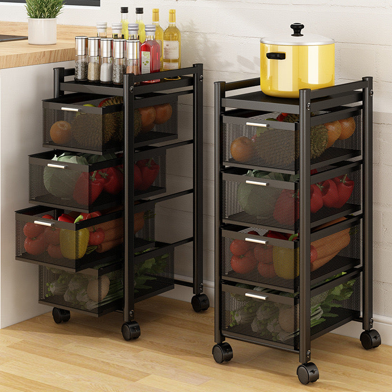 Multi-Layer Drawer Kitchen Trolley Rack, Movable Storage Cart, Pull-Out Organizer For Home