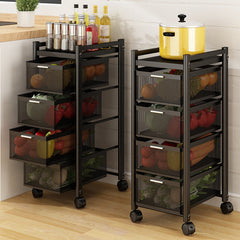 Multi-Layer Drawer Kitchen Trolley Rack, Movable Storage Cart, Pull-Out Organizer For Home