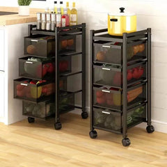Multi-Layer Drawer Kitchen Trolley Rack, Movable Storage Cart, Pull-Out Organizer For Home