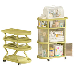 Multi-Layer Folding Trolley Storage Rack, Movable Storage Cabinet