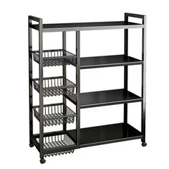 Multi-Tier Kitchen Storage Rack – Household Organizer Shelf with Mesh Baskets