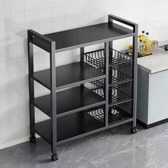 Multi-Tier Kitchen Storage Rack – Household Organizer Shelf with Mesh Baskets