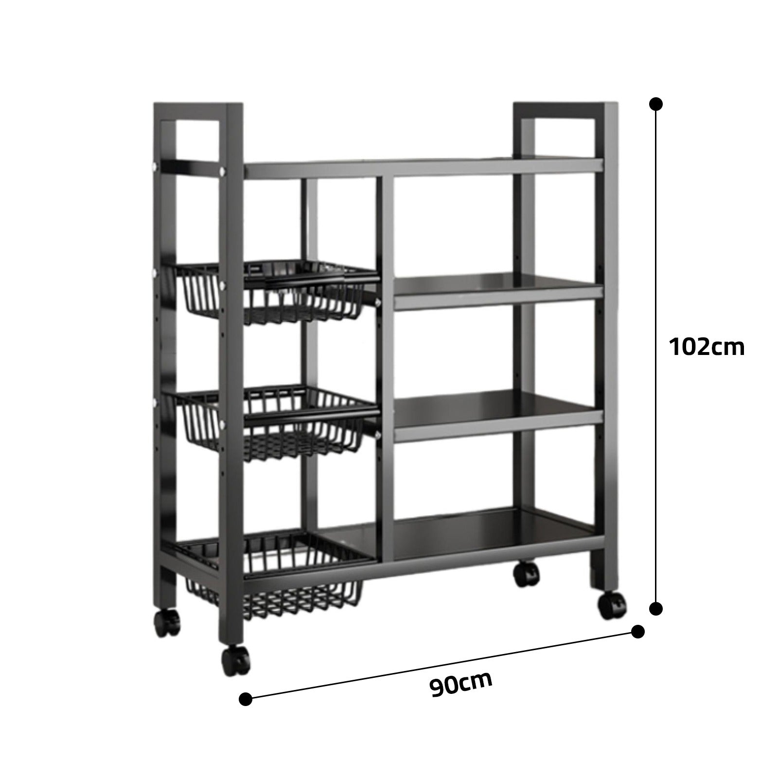 Multi-Tier Kitchen Storage Rack – Household Organizer Shelf with Mesh Baskets