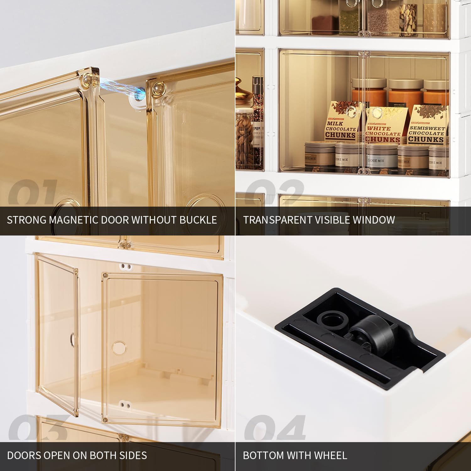 Multi-purpose Large Stackable Organizer For Home, Foldable Storage Kitchen Cabinet With Doors