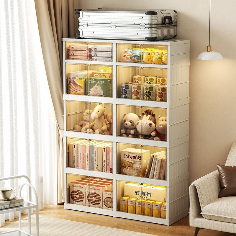 Multi-purpose Large Stackable Organizer For Home, Foldable Storage Kitchen Cabinet With Doors
