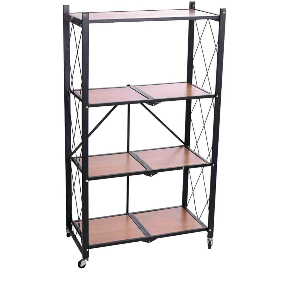 Multi-tier Storage Shelves – Folding Wooden Organizer Rack for Home & Office