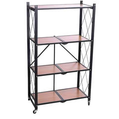Multi-tier Storage Shelves – Folding Wooden Organizer Rack for Home & Office
