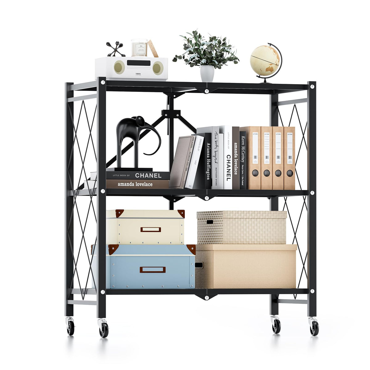 Multi-tier Storage Shelves – Folding Wooden Organizer Rack for Home & Office