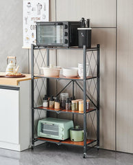 Multi-tier Storage Shelves – Folding Wooden Organizer Rack for Home & Office