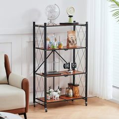 Multi-tier Storage Shelves – Folding Wooden Organizer Rack for Home & Office