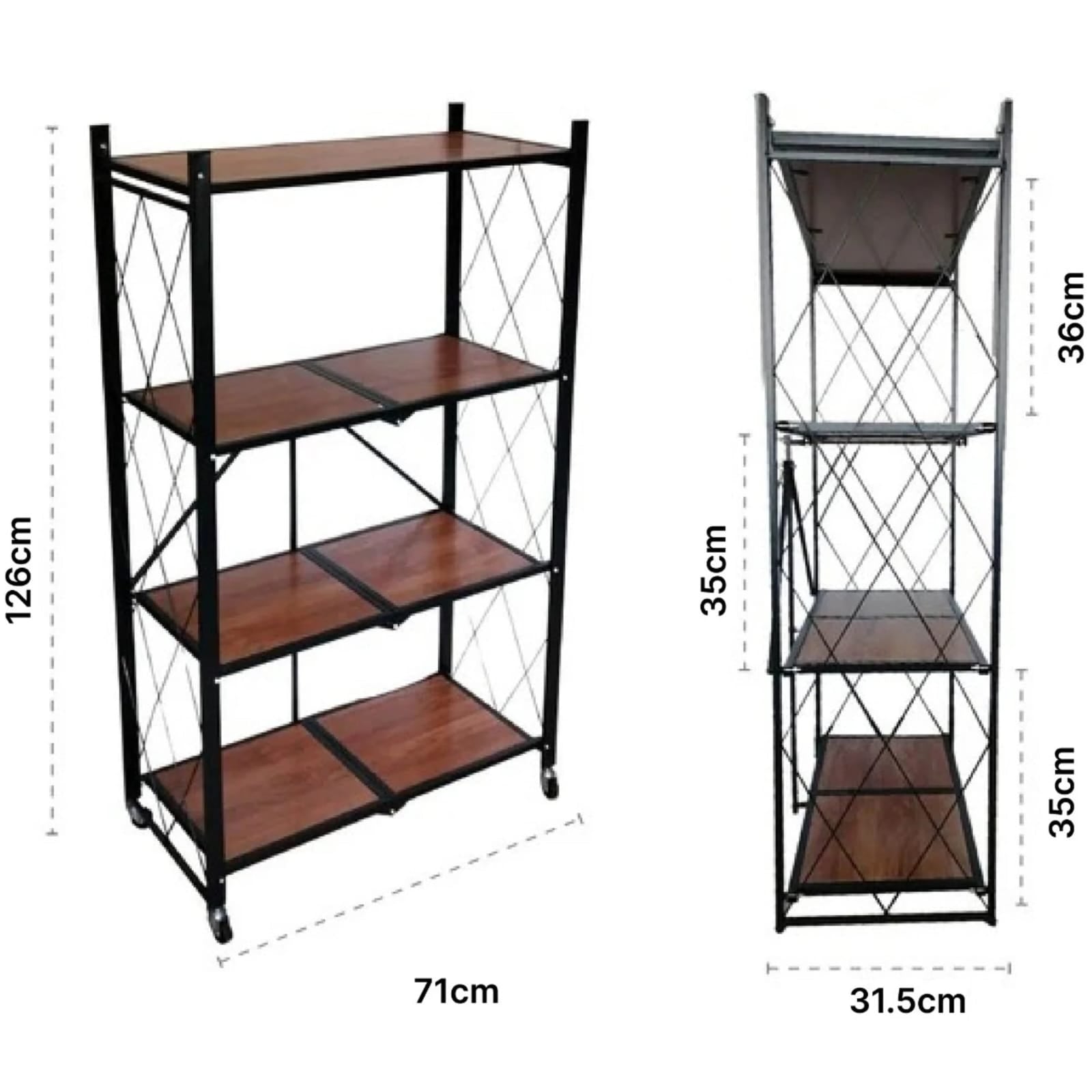 Multi-tier Storage Shelves – Folding Wooden Organizer Rack for Home & Office