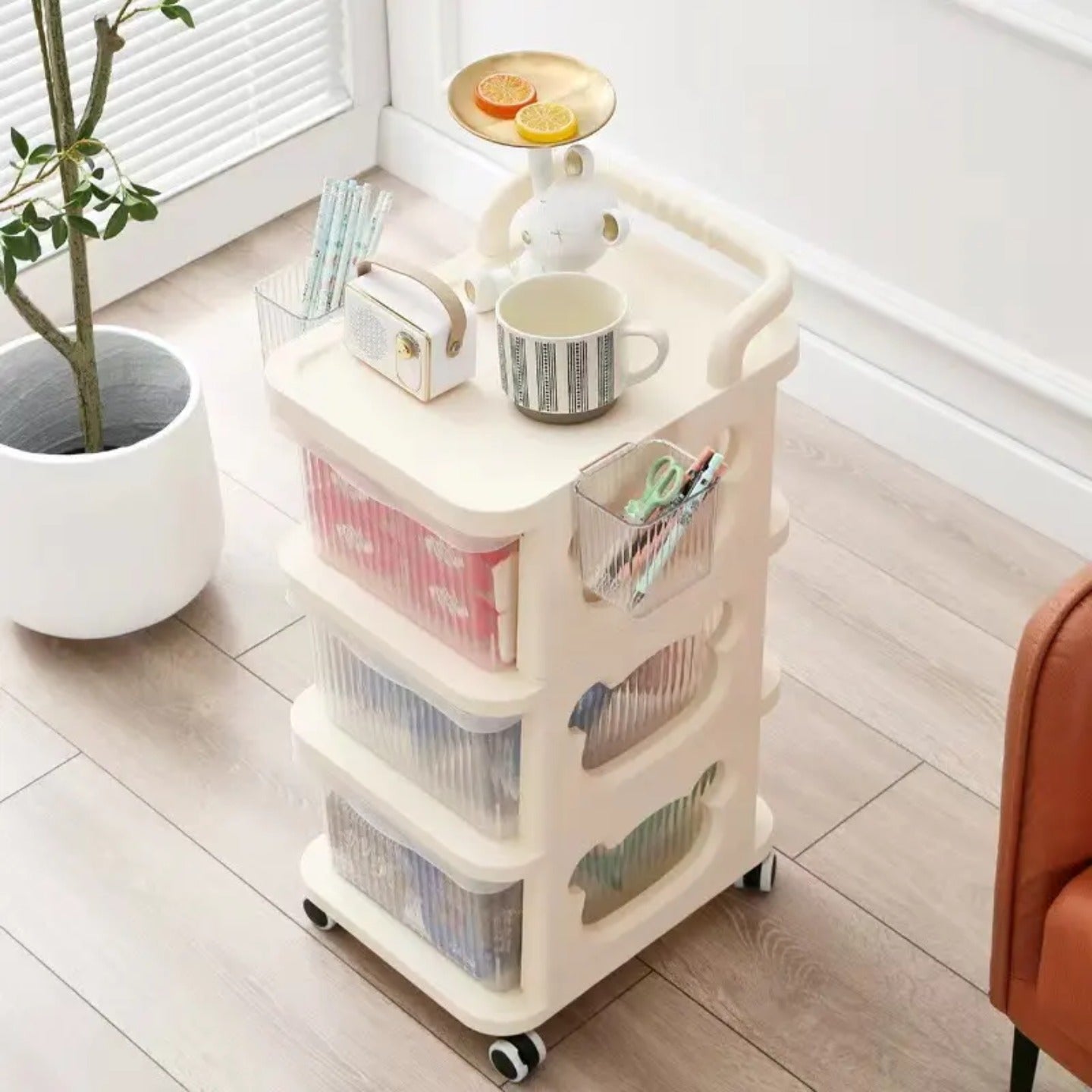 Multifunctional Storage Trolley Rack, Multi- Tier Drawer Cabinet For Kitchen, Bedroom, Office