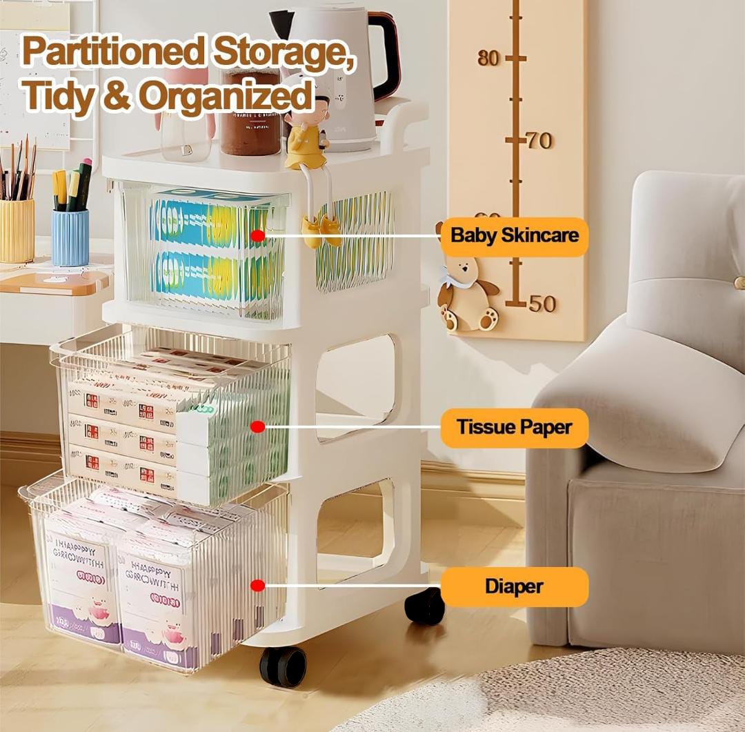 Multifunctional Storage Trolley Rack, Multi- Tier Drawer Cabinet For Kitchen, Bedroom, Office