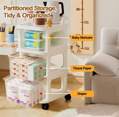 Multifunctional Storage Trolley Rack, Multi- Tier Drawer Cabinet For Kitchen, Bedroom, Office