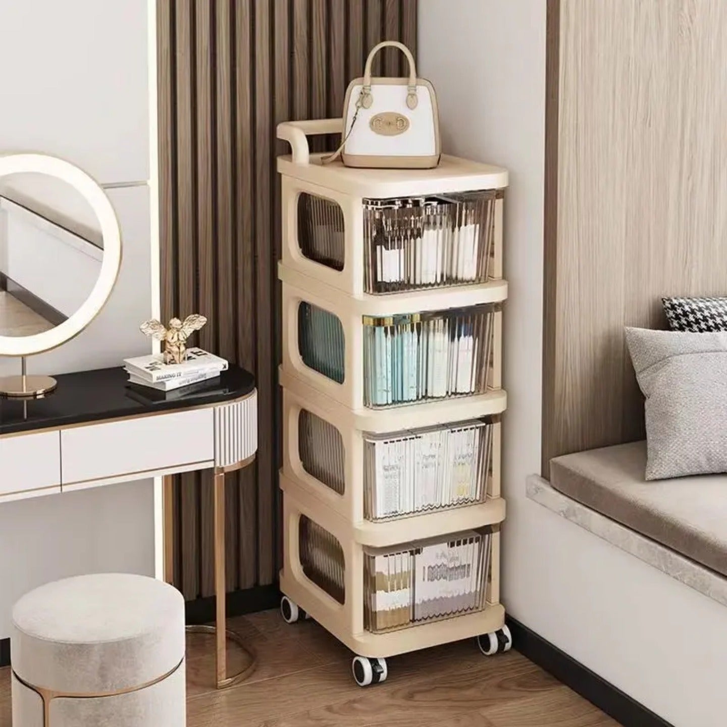 Multifunctional Storage Trolley Rack, Multi- Tier Drawer Cabinet For Kitchen, Bedroom, Office