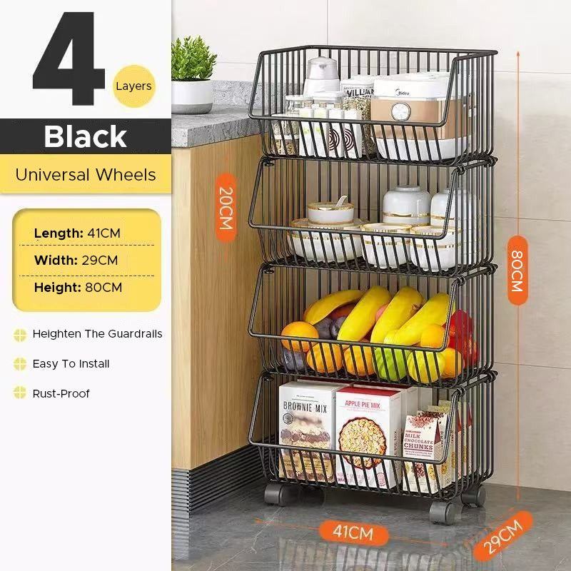 Multi layer Kitchen Trolley, Multipurpose Storage Organizer Cart, Kitchen Mesh Rack Shelf