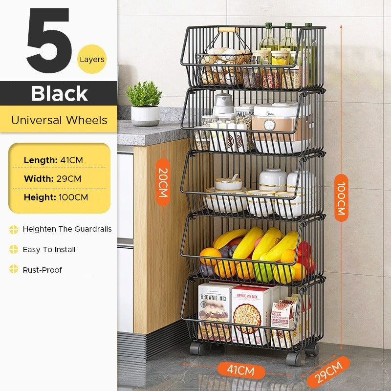Multi layer Kitchen Trolley, Multipurpose Storage Organizer Cart, Kitchen Mesh Rack Shelf