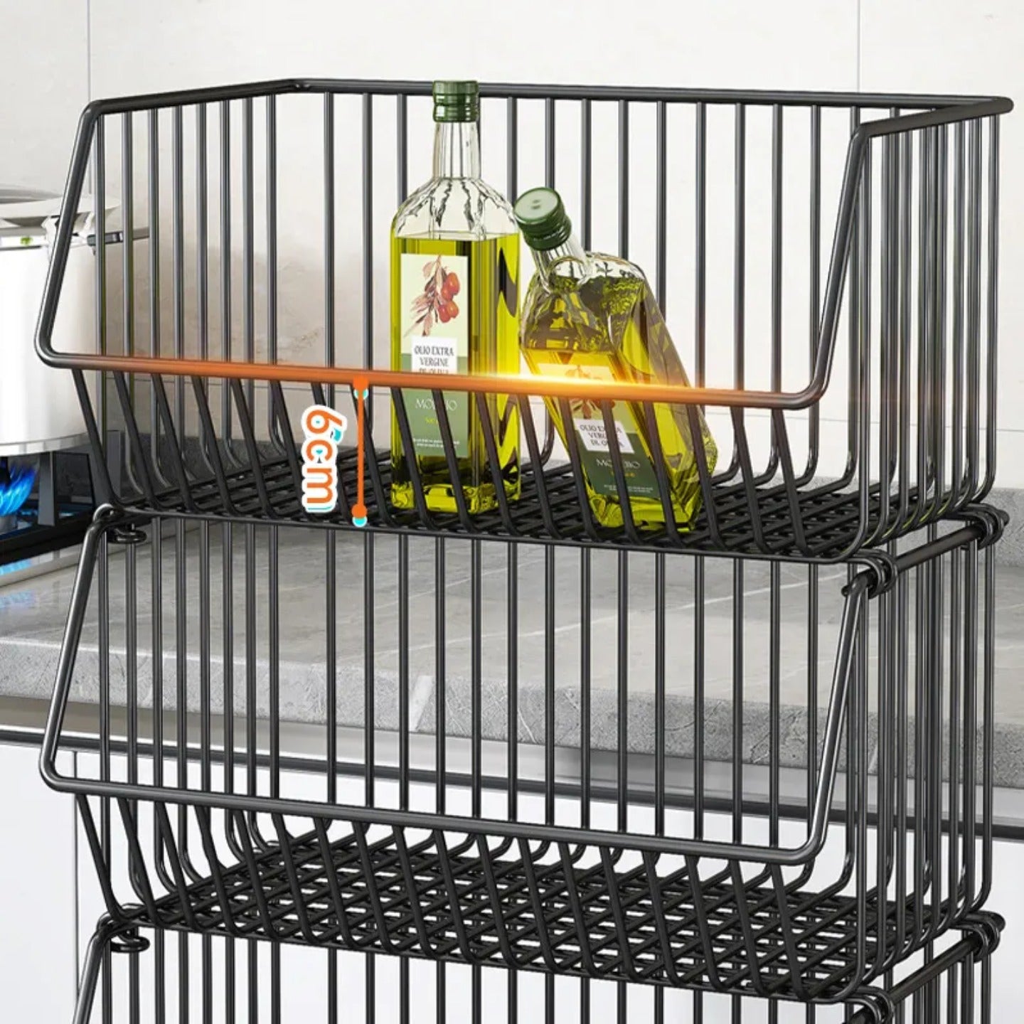 Multi layer Kitchen Trolley, Multipurpose Storage Organizer Cart, Kitchen Mesh Rack Shelf