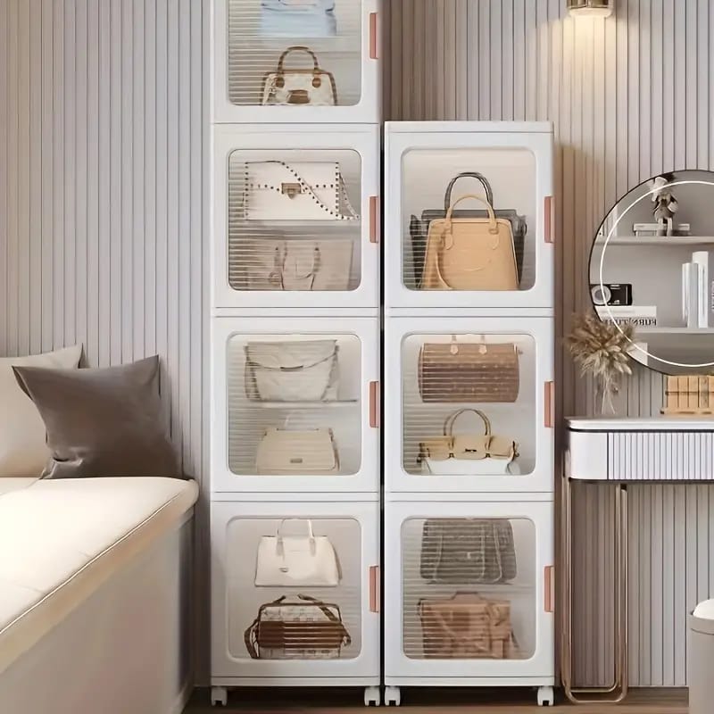 Narrow Tall Floor Storage Cabinet for Small Spaces with Doors and Wheels for  Bathroom, Kitchen, Pantry