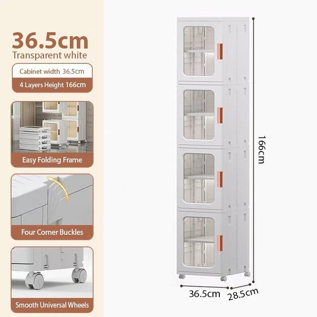 Narrow Tall Floor Storage Cabinet for Small Spaces with Doors and Wheels for  Bathroom, Kitchen, Pantry